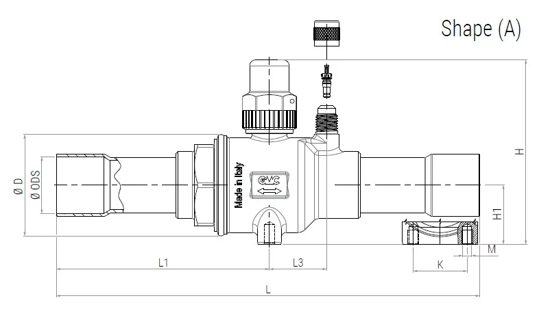 06 - biflow ball valves medium pressure with schrader drawing 1