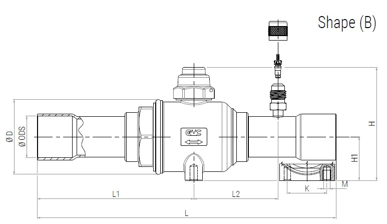 09 - biflow ball valves high pressure (BVKA) with schrader drawing